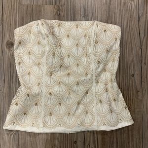 White House Black Market Embellished Strapless Top